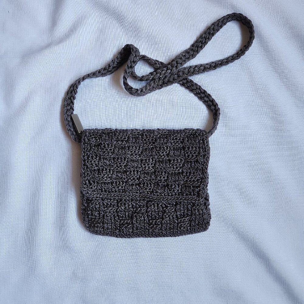 The SAK Crochet Boho Small Shoulder Bag Gray